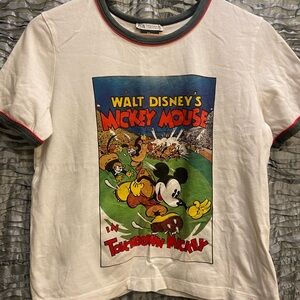 Zara Mickey Mouse Tee with Red and Black Trim Size M pre-owned